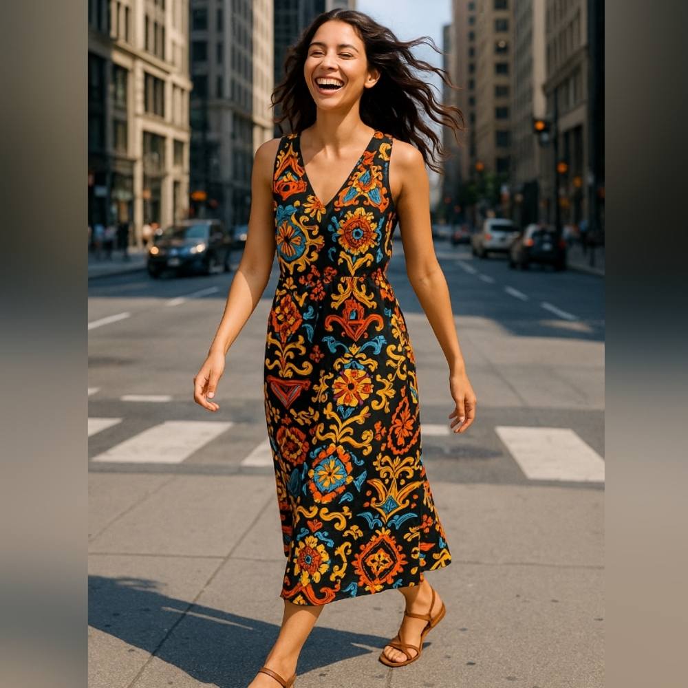 Vibrant Floral Print Flowy Maxi Dress 👗